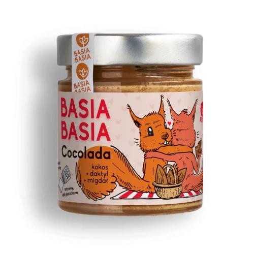 Cocolada - krem kokosowy z daktylami i kawałkami migdałów - Alpi - Basia Basia - przód
