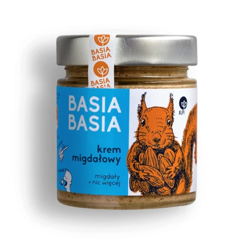 Masło migdałowe, krem z migdałów - Alpi - Basia Basia, 195g - przód