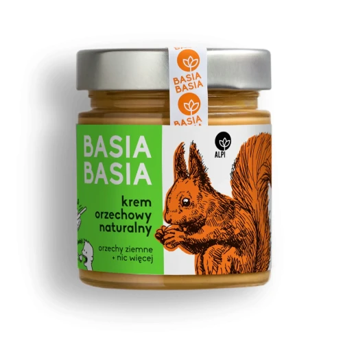 Masło orzechowe naturalne gładkie - Alpi - Basia Basia, 210g - przód
