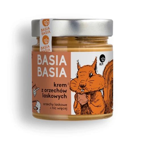 Masło z orzechów laskowych - Alpi - Basia Basia, 210g - przód