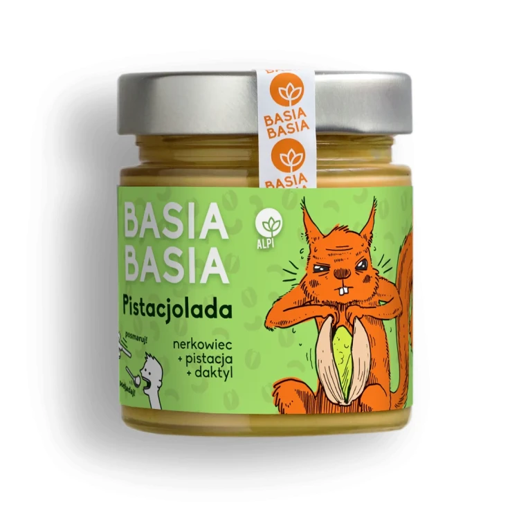 Pistacjolada - krem z pistacji i nerkowców - Alpi - Basia Basia, 195g - przód