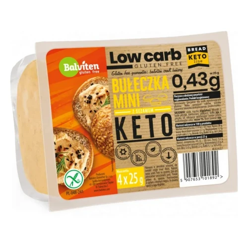 KETO Mini bułeczki z sezamem, bezglutenowe - Balviten, 4x25g - przód