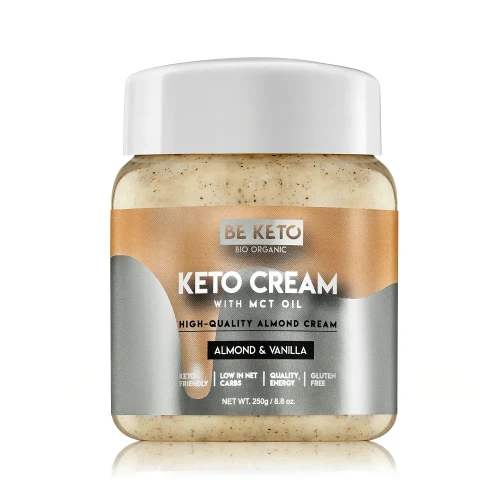 Keto krem migdał i wanilia z olejem MCT - Keto Cream Almond &amp; Vanilla - BeKeto - 250g - przód