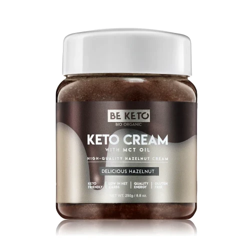 Keto krem orzech laskowy z olejem MCT - Keto Cream Delicious Hazelnut - BeKeto - 250g - przód