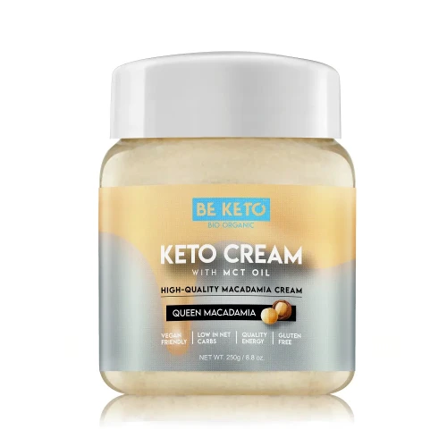 Keto krem z orzechów makadamia - królowa makadamia z olejem MCT - Keto Cream Queen Macadamia - BeKeto - 250g - przód