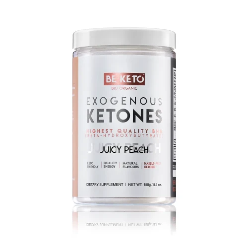 Ketony egzogenne soczysta brzoskwinia - Exogenous Ketones Juicy Peach - BeKeto, 150g - przód