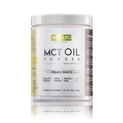 Olej MCT w proszku francuska wanilia - MCT Oil Powder French Vanilla - BeKeto, 300g - przód
