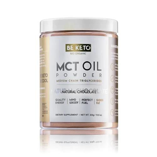 Olej MCT w proszku naturalna czekolada - MCT Oil Powder Natural Chocolate - BeKeto, 300g - przód