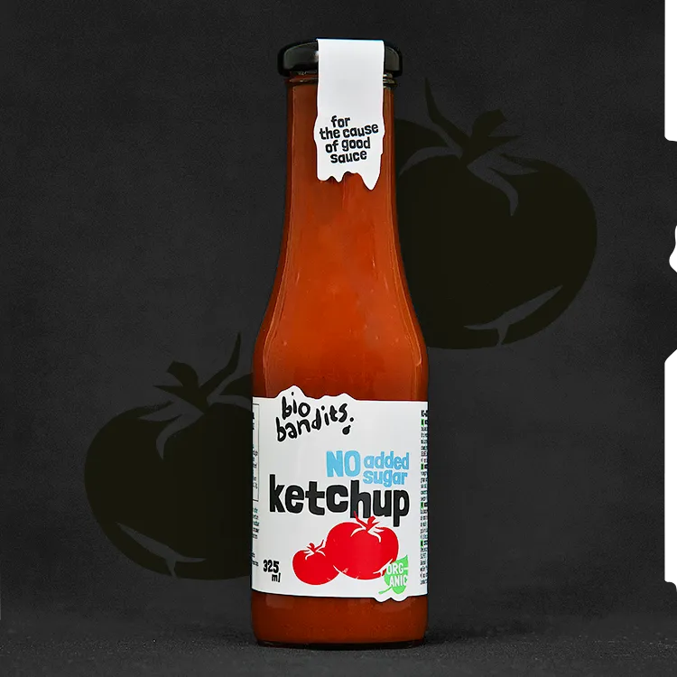 Ketchup bez dodatku cukru - BIO - Bio Bandits, 325ml - przód