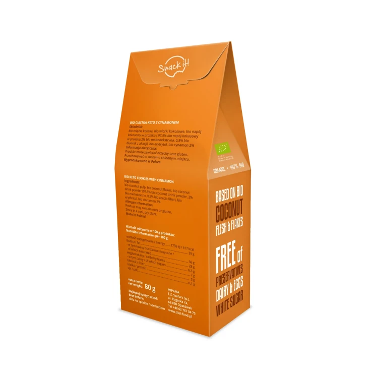 Keto ciasteczka z cynamonem - BIO - Diet Food, 80g - tył