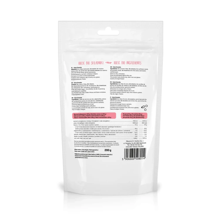 Keto granola - BIO - Diet Food, 200g - tył