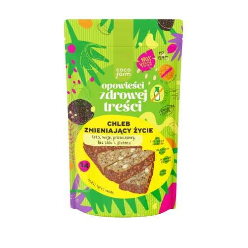 Chleb zmieniający życie - mieszanka do wypieku keto chleba - Coco Farm, 345g - przód