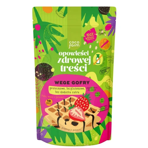 Wege gofry - bezglutenowa mieszanka do przygotowania keto gofrów - Coco Farm, 345g - przód
