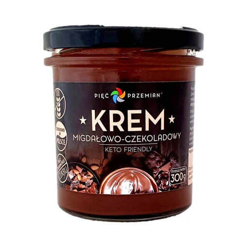 KETO Krem migdałowo-czekoladowy - Pięć Przemian, 300g - przód