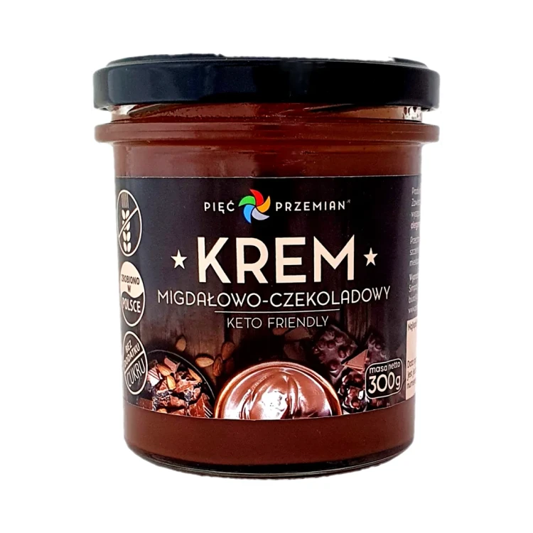 KETO Krem migdałowo-czekoladowy - Pięć Przemian, 300g - przód