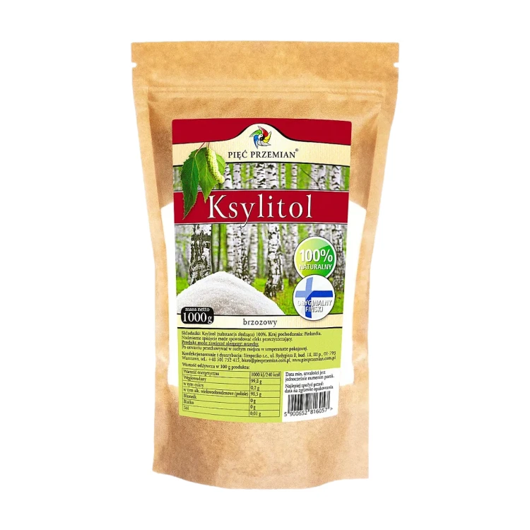 Ksylitol, xylitol - cukier brzozowy fiński - Pięć Przemian, 1000g, 1kg - przód