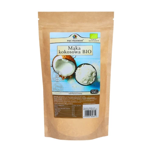 Mąka kokosowa - BIO - Pięć Przemian, 500g - przód