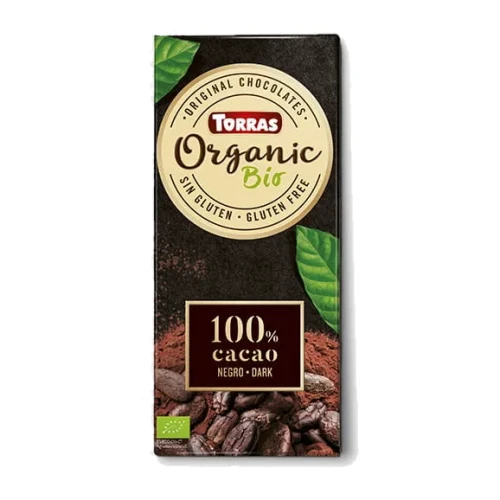 Gorzka czekolada 100 % kakao bez dodatku cukru - BIO - Torras, 100g - przód