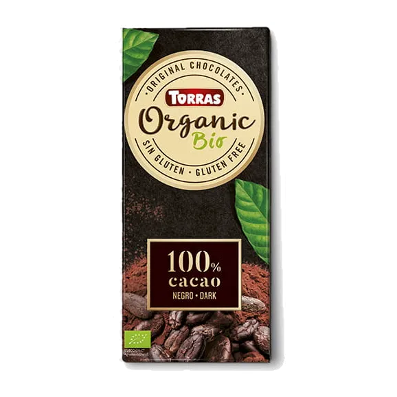 Gorzka czekolada 100 % kakao bez dodatku cukru - BIO - Torras, 100g - przód