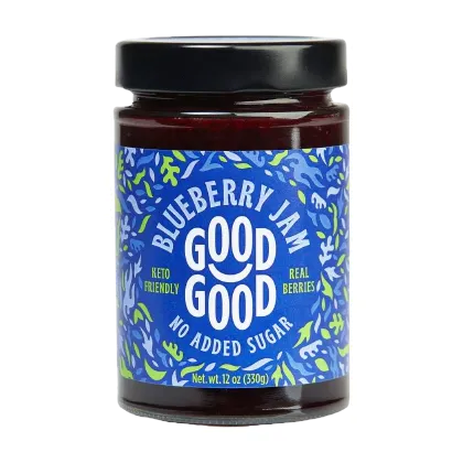 Dżem jagodowy bez dodatku cukru - Blueberry Jam - Keto Friendly - Good Good, 330g - przód