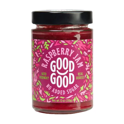 Dżem malinowy bez dodatku cukru - Raspberry Jam - Keto Friendly - Good Good, 330g - przód