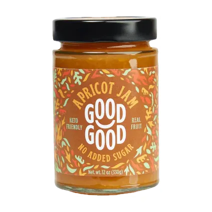 Dżem morelowy bez dodatku cukru - Apricot Jam - Keto Friendly - Good Good, 330g - przód