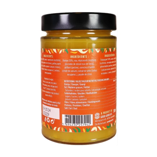 Dżem, marmolada pomarańczowa bez dodatku cukru - Orange Marmalade - Keto Friendly - Good Good, 330g - etykieta