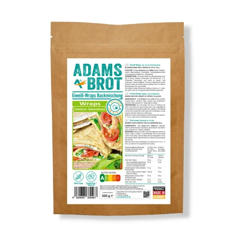 Wraps - mieszanka do wypieku niskowęglowodanowych wrapów, tortilla - Adams Brot, 300g - przód