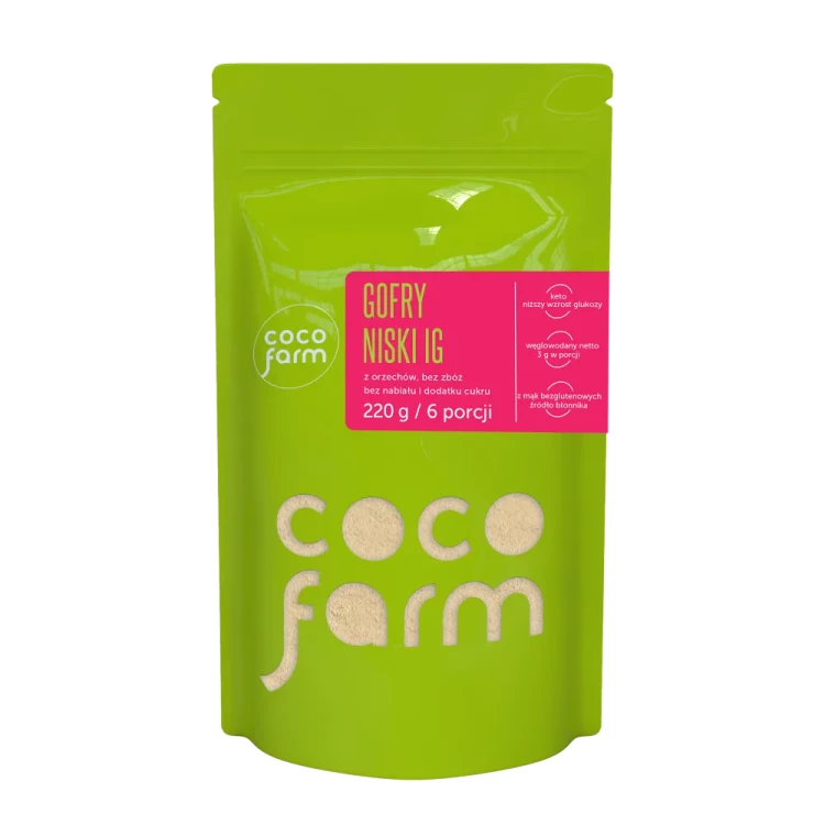 Mieszanka na keto gofry o niskim IG, bez zbóż - Coco Farm, 220g - przód