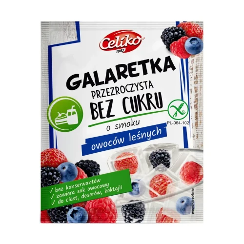 Galaretka bez cukru o smaku owoców leśnych, bezglutenowa - Celiko, 14g - przód