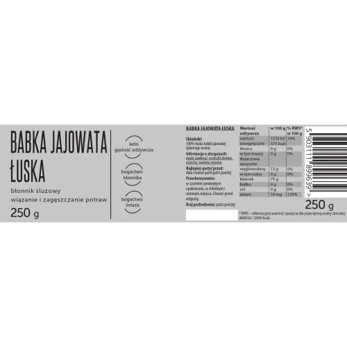 Łuska babki jajowatej - Coco Farm, 250g - etykieta