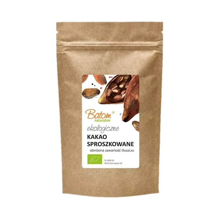 Kakao sproszkowane odtłuszczone - BIO - Batom, 500g - przód