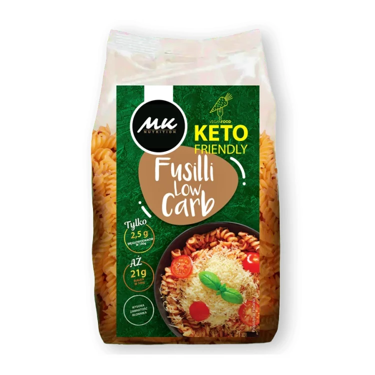 Makaron Fusilli niskowęglowodanowy - KETO Friendly - MK Nutrition, 250g - przód