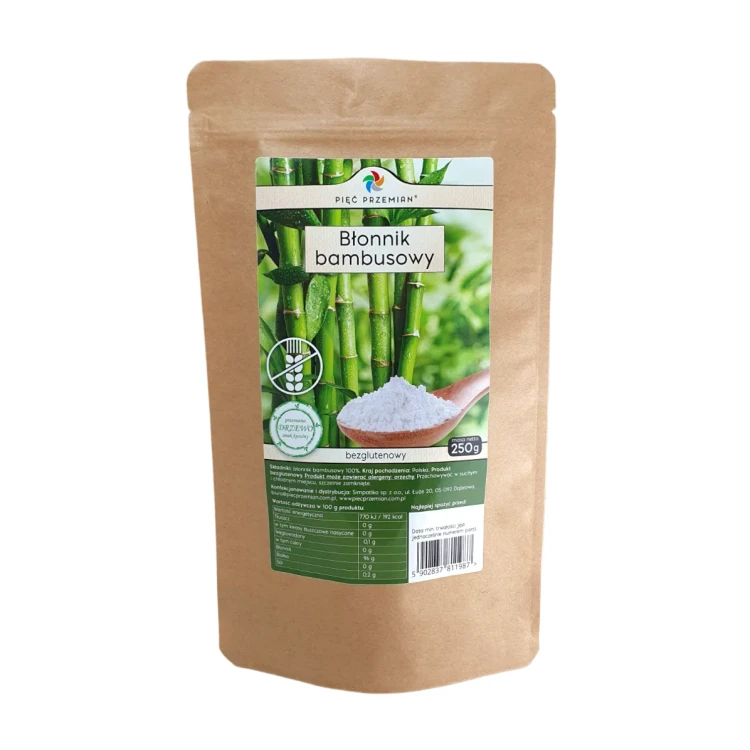 Błonnik bambusowy, mąka bambusowa - Pięć Przemian, 250g - przód