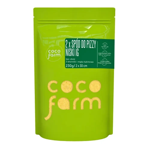 Mieszanka do wypieku spodów do pizzy o niskim IG, bez zbóż - Coco Farm, 230g - przód
