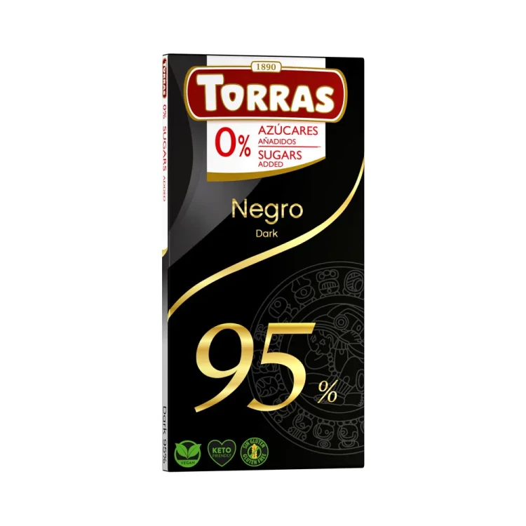 Gorzka czekolada 95 % kakao bez dodatku cukru - Torras, 75g - przód