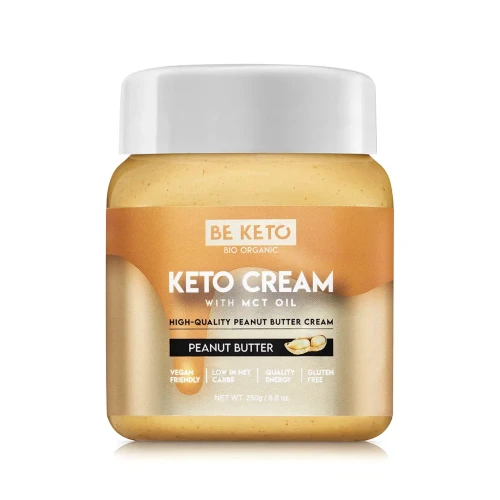 Keto krem masło orzechowe z olejem MCT - Keto Cream Peanut Butter - BeKeto - 250g - przód