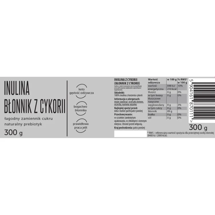 Inulina z cykorii - Coco Farm, 300g - etykieta