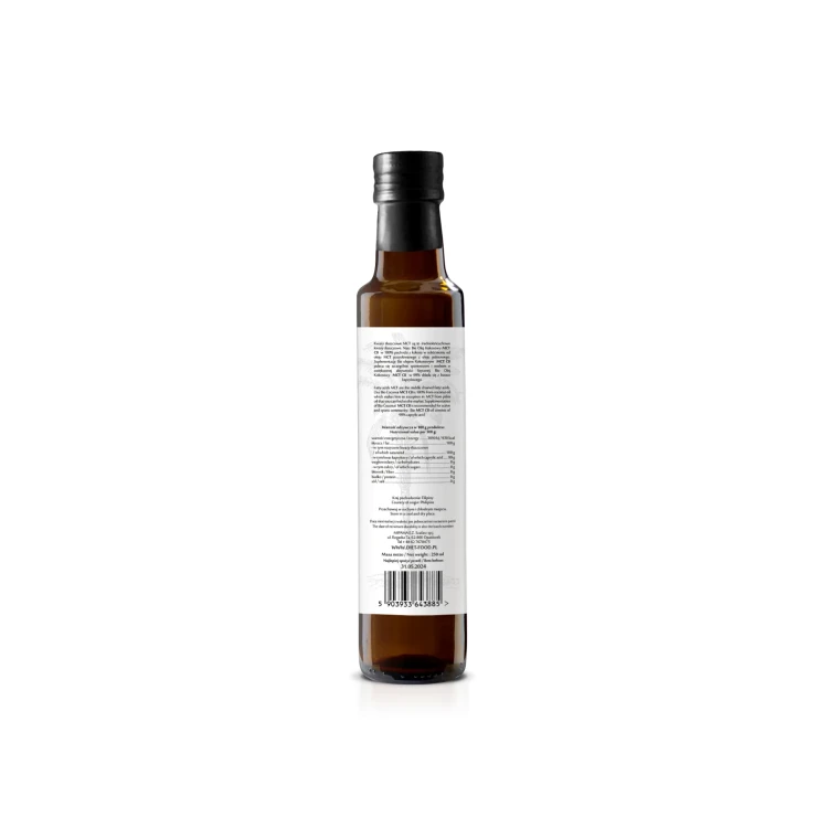 Olej kokosowy MCT C8 w szklanej butelce - BIO - Diet Food, 250ml - tył