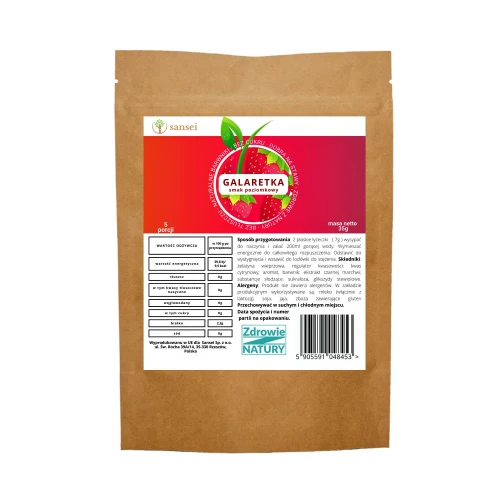 Galaretka bez cukru o smaku poziomkowym - Sansei, 35g - przód