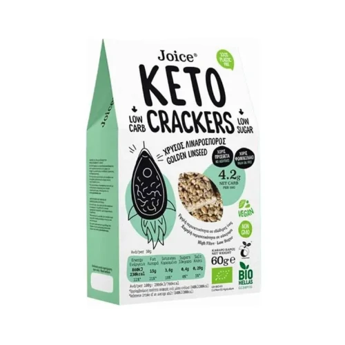 KETO Krakersy złote siemię lniane - BIO - Joice, 60g - przód