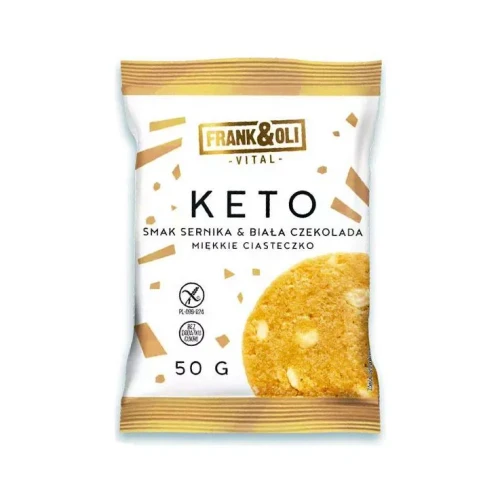 Keto ciasteczko sernik i biała czekolada - Frank&amp;Oli, 50g - przód