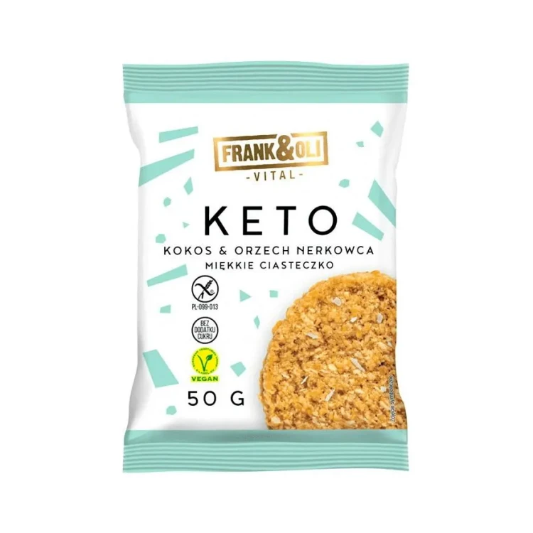 Keto ciasteczko kokos i orzechy nerkowca - Frank&amp;Oli - 50g - przód