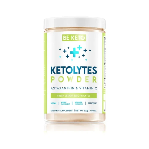 Keto elektrolity w proszku świeża cytryna - Ketolytes Powder Fresh Lemon - BeKeto, 200g - przód