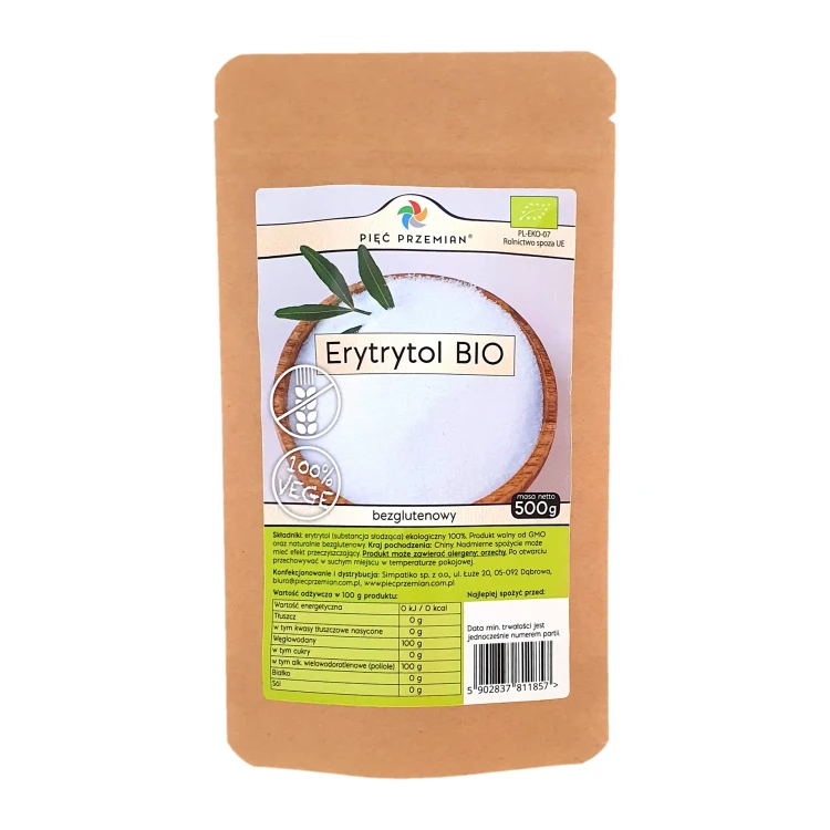 Erytrytol, erytrol - BIO - Pięć Przemian, 500g - przód