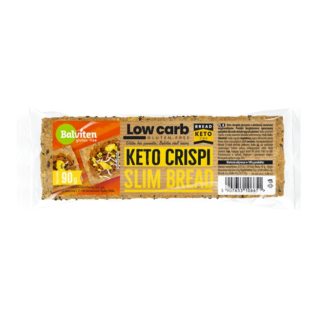 KETO Chrupkie pieczywo bezglutenowe - Crispi Slim Bread - Balviten, 90g - przód