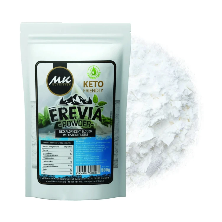 Erevia Powder - erytrytol + stewia w formie pudru - MK Nutrition, 500g - przód