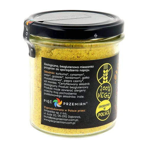 Złote mleko - napój bogów - BIO - Pięć Przemian, 130g - etykieta
