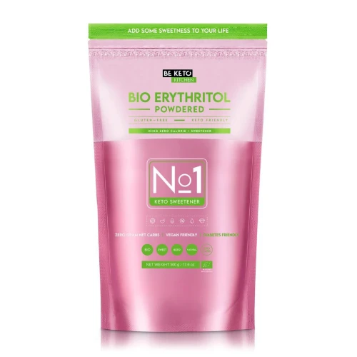 Erytrytol puder, erytrol - BIO - No 1 Keto Sweetener - BeKeto, 500g - przód