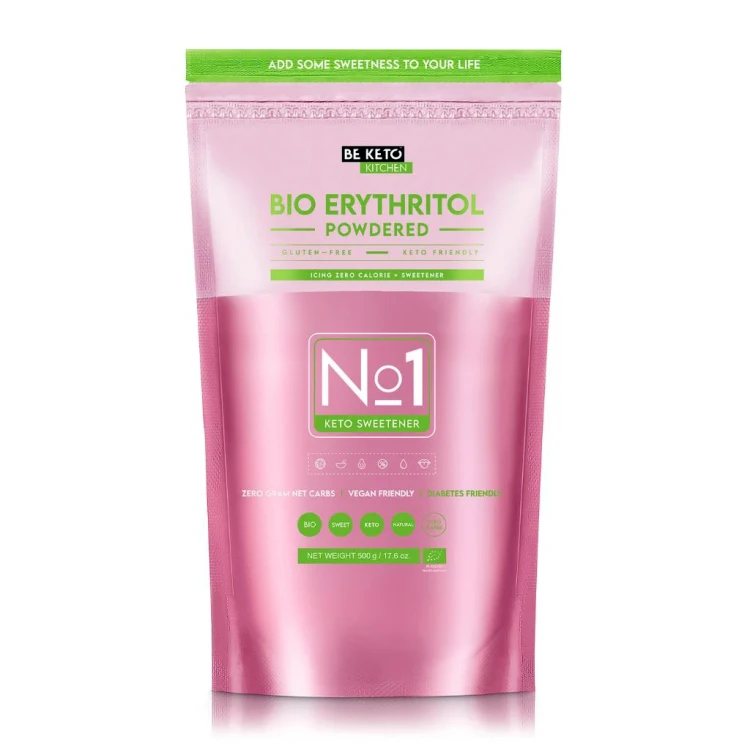 Erytrytol puder, erytrol - BIO - No 1 Keto Sweetener - BeKeto, 500g - przód
